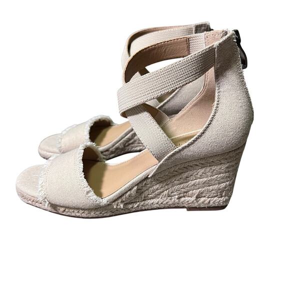 Lauren Blakwell Lizzie Wedge Sandal Frayed Canvas Espadrille Strappy Womans US 7 - Picture 3 of 10